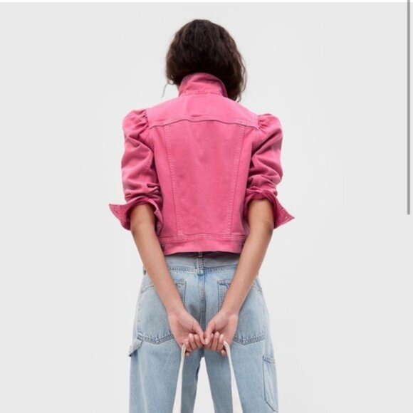 Gap × Barbie™ Adult Puff Sleeve Icon Denim Jacket size Medium NEW WITH TAGS - Picture 13 of 14